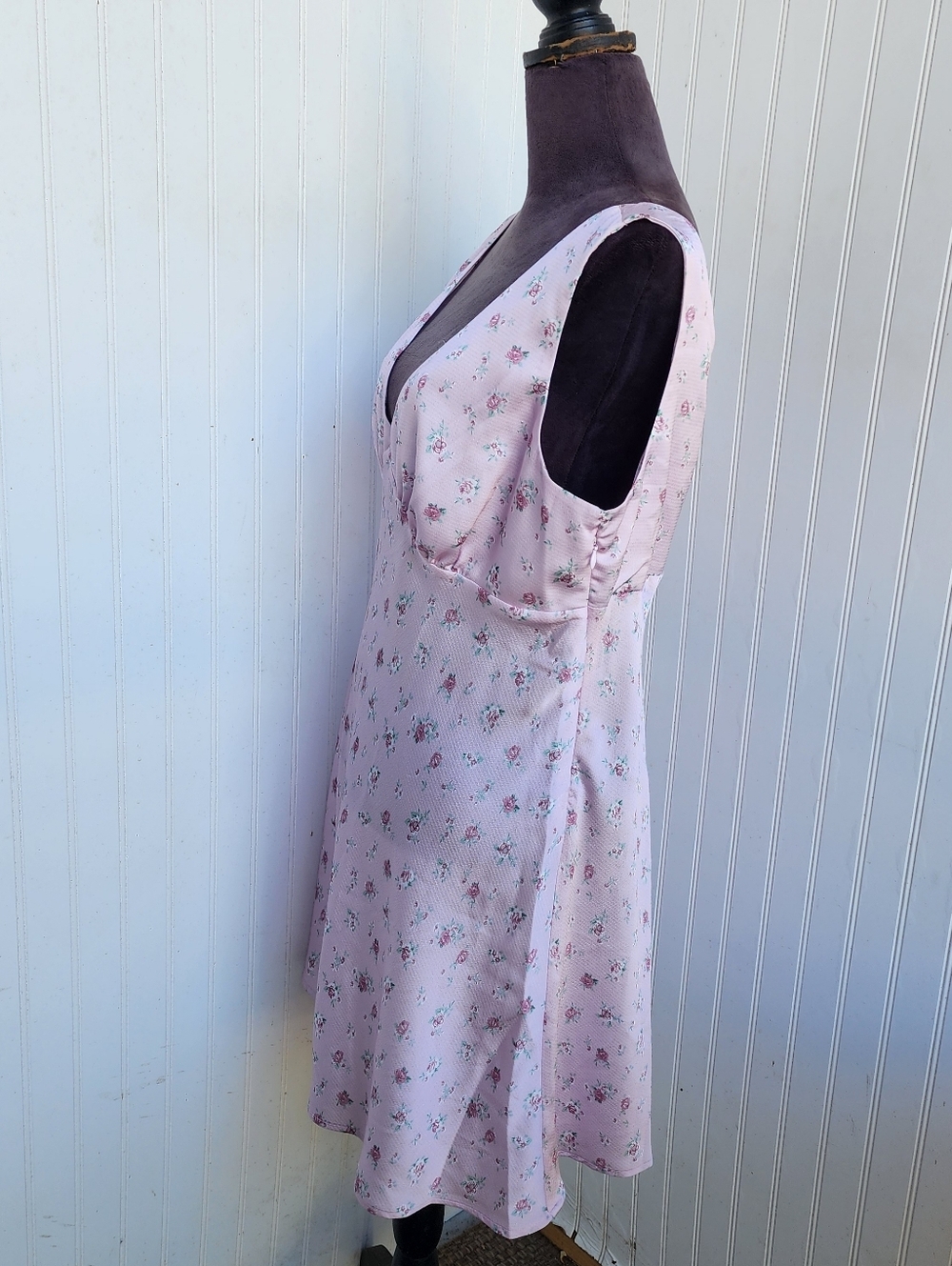 NWT BP NORDSTROM Women's Pink Cake Floral Sleeveless Satin Mini Dress Size XL - Picture 6 of 16